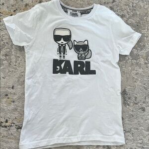 Karl Lagerfeld White Tee with Iconic Graphic